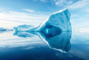 Iceberg in the water with blue sky and clouds photo