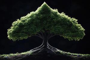 Intricate depiction of a stylized tree against a dark backdrop. photo