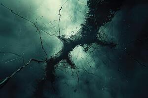 A mesmerizing abstract design of fractured forms in dark tones. photo