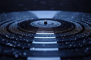 Abstract concentric circles design with metallic and sparkling effects. photo