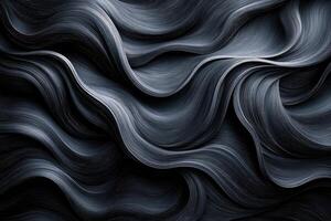 Abstract dark gray wavy textured surface design. photo