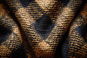 Close-up view of a textured, patterned fabric. photo