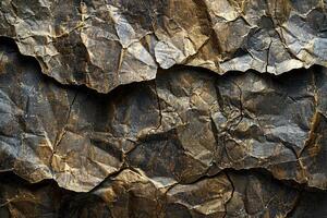 Textured, crumpled paper surface in shades of brown. photo