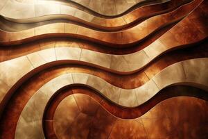 Abstract design with undulating bronze and beige shapes. photo