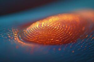 The detailed view of an illuminated fingerprint on a surface photo