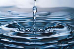 Water dripping creating concentric ripples across a liquid surface clearly photo