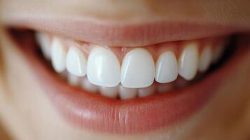 A close up of a woman's smile with white teeth photo