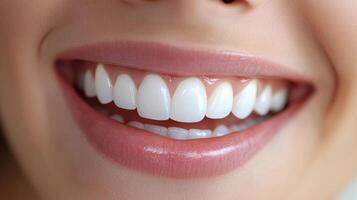 A woman with white teeth smiling photo