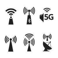 Sharp tec signal icons divers collection silhouette used in signal branding and app graphics vector