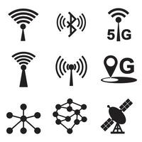 Strong tec signal icons divers collection silhouette for music editor or broadcast interface vector