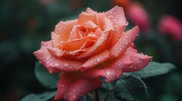 Rose with water droplets on it photo