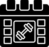 A calendar with a dumbbell icon vector