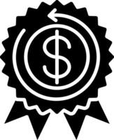 A black and white icon of a dollar sign vector