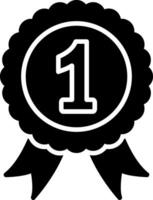 A black and white number one badge with a ribbon vector