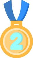 A medal with the number two on it vector