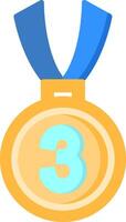 A medal with the number three on it vector