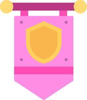 A pink shield with a yellow border vector