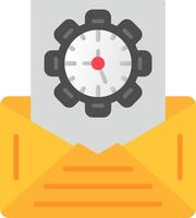 An envelope with a clock and a gear icon vector