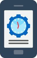 A mobile phone with a clock on it vector