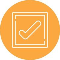 Check mark icon in orange circle vector