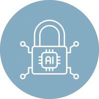 A white padlock with an ai chip inside vector