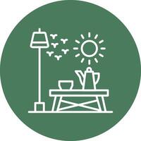 A table with a lamp and a cup of tea vector