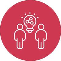 Two people are standing in front of a light bulb vector