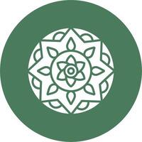 A green and white circular logo with a flower design vector