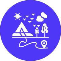 A blue circle with a map and a tent vector
