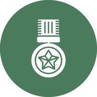 A green and white star on a round button vector