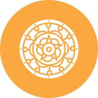 A white and orange circle with a flower in the center vector