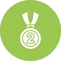 A green medal with the number two on it vector