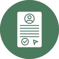 A green and white icon of a document vector