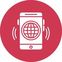 A phone with a globe on it and a microphone vector