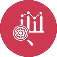 A magnifying glass and a graph on a red circle vector