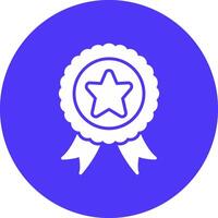 A blue star icon with a ribbon around it vector