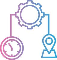 A clock and a gear are connected to a map vector