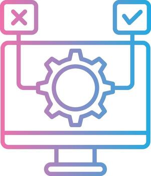 A computer with a gear and check marks vector