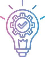 A light bulb with gears and check mark inside vector