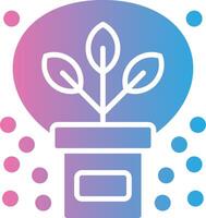 A plant in a pot with a blue and pink background vector