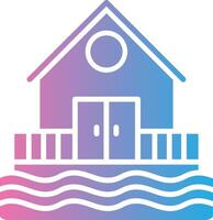 Beach Hut Futuristic App Badge vector