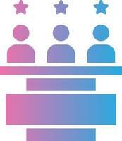 A group of people sitting at a table with three stars vector