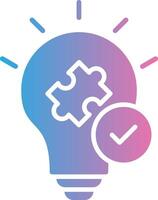 A light bulb with a puzzle piece and check mark vector