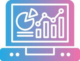 A laptop with a graph on it vector
