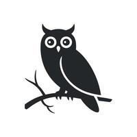 Simple Black Owl Silhouette Perched on a Branch Graphic Design Element vector