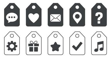 Simple Tags with Various Icons for Website or App Design on white background vector