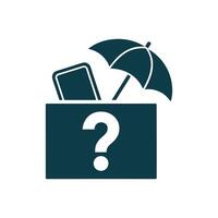 Lost and Found Icon Illustration Featuring a Question Mark Smartphone and Beach Umbrella vector