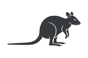 Stylized Silhouette of a Wallaby Standing Profile View Simple Design Element vector
