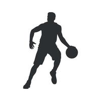 Silhouette of a Basketball Player Dribbling the Ball Dynamically vector