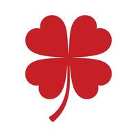 Simple Red Four Leaf Clover Icon Isolated on White Background for St Patricks Day vector